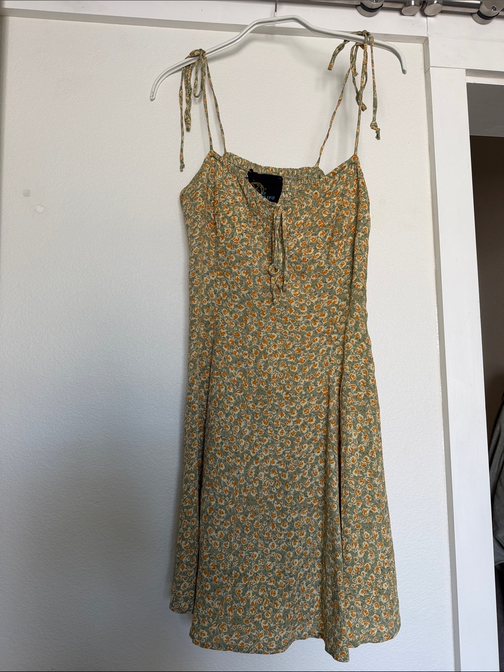 Tie-Shoulder Floral Sundress in Sage Green